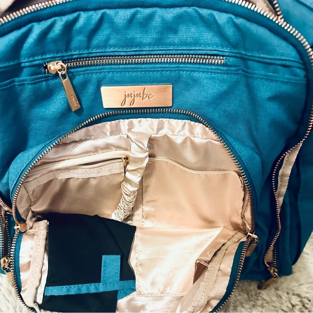Ju-Ju-Be Teal Lagoon BFF Baby Bag with Gold Accents EUC